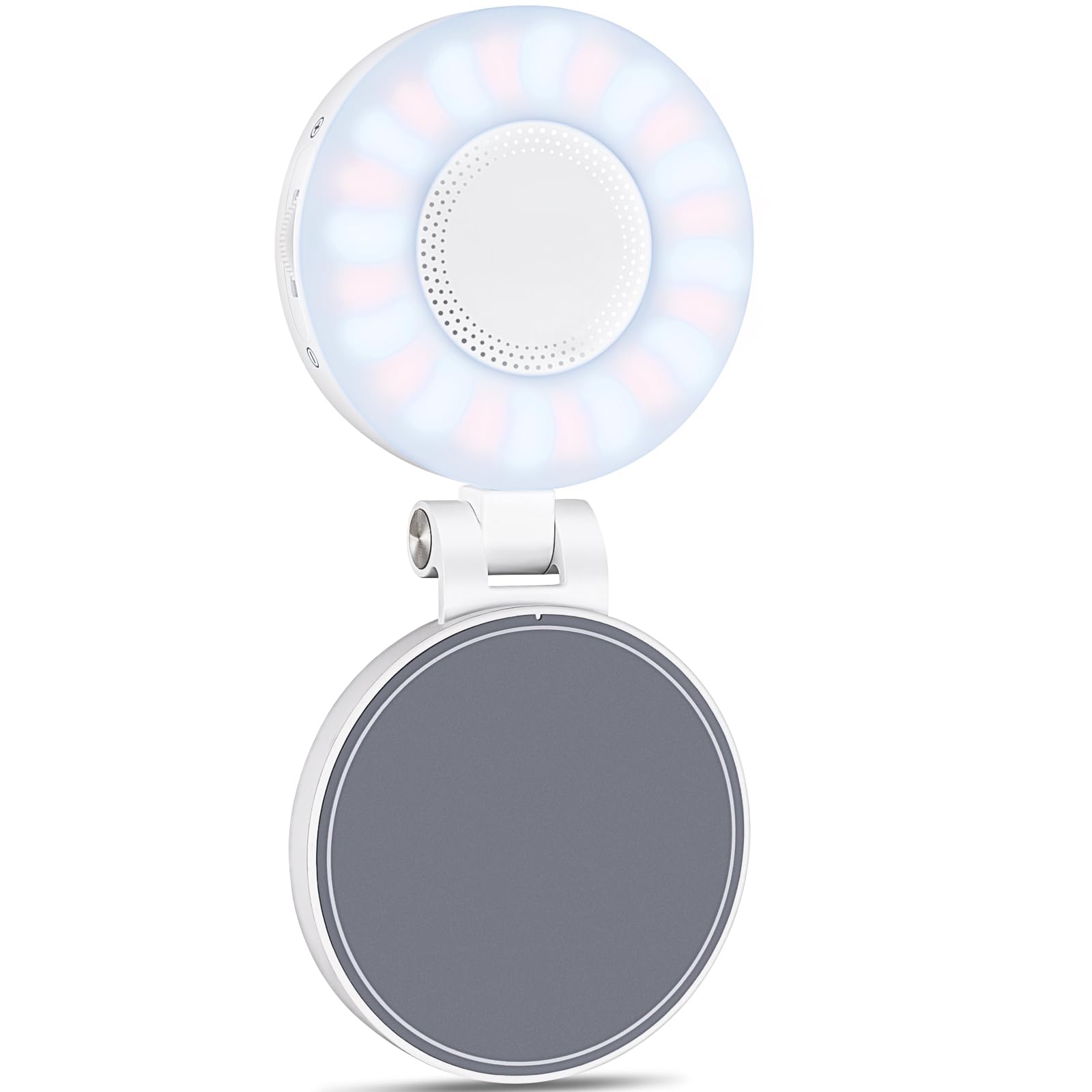 IELJYEQ Portable Magnetic Led Selfie Light, Rechargeable Portable Ring Light for Phone, Selfie Ring Light with Mirror for Phone Folding Video Makeup Live Vlog Fill Light White