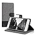 kwmobile Wallet case canvas cover for HTC 10 - Flip case with card slot and stand in grey black