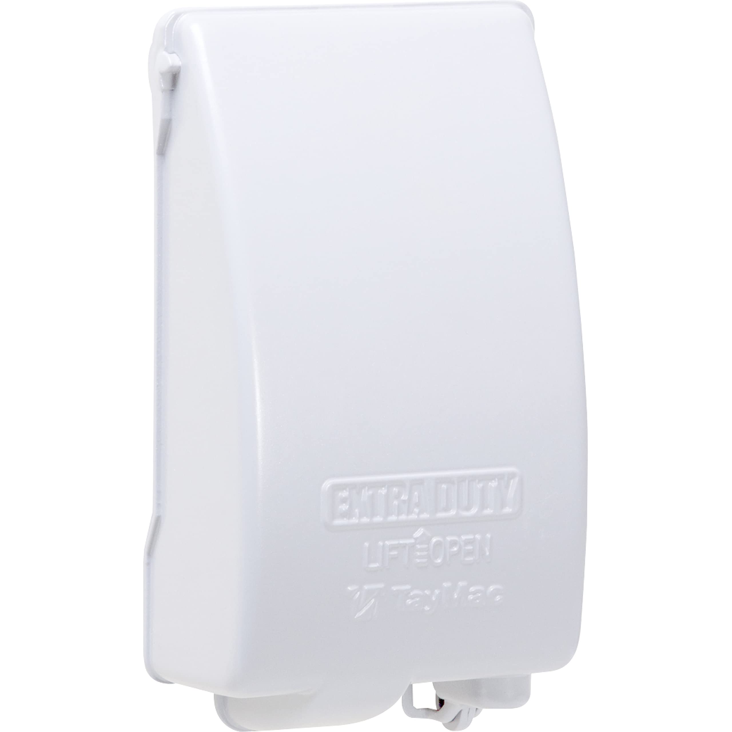 Photo 1 of TayMac MX4280WH EXTRA DUTY White 1-Gang Expandable Weatherproof In-Use 2-in. to 3-1/2-in. In-Use Electrical Outlet Cover, Vertical, Outdoor Outlet Cover for Electrical Box, UFAST Configuration