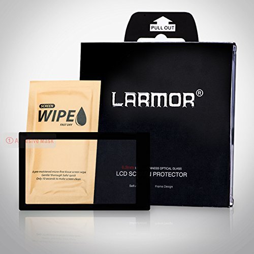 GGS LARMOR Screen Protector for Canon 70D/80D from Tempered Glass Foil, Self-Adhesive, 4th Generation - with Top Screen Protector