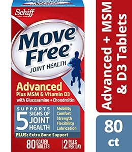 Image of Move Free Advanced Plus MSM & D3 Joint Health Supplement with Glucosamine & Chondroitin, Supports Mobility, Comfort, Strength, Flexibility & Joint Lubrication, 80 Count (Pack of 4)
