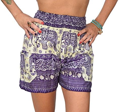 The Elephant Pants Women's Purple and White Elephant Shorts