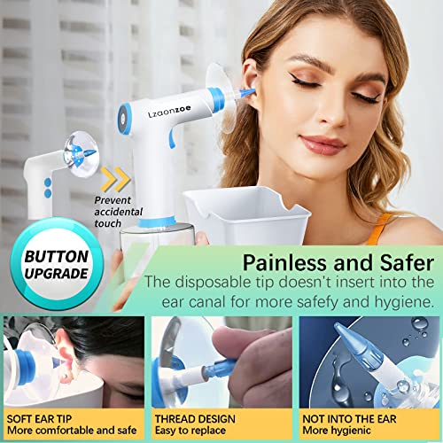 Earwax Removal Ear Wax Electric Tool Irrigation Kit Reusable Cleaning Washer Safe Otoscope with Light Rechargeable Flush for Adults Cleaner Camera Blue 7 pcs 19 Ounce