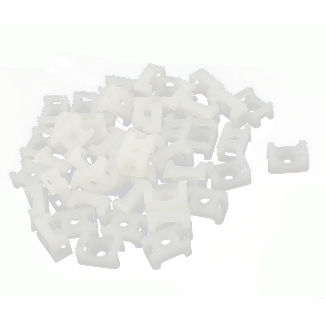 sourcing map 50pcs 5mm Plastic Wire Buddle Saddle Type Cable Tie Mount Base White