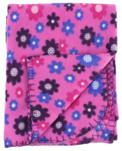 Soft Fleece Receiving Baby Blanket 30x30 Inches by bogo Brands Purple Flower Print