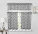 Geo Trellis 3 PC Faux Linen Kitchen Curtain Tier & Valance Set - Assorted Colors (Gray)