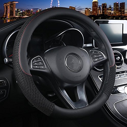 Istn Unisex's Anti-skid Breathable Ice Silk Steering Wheel Cover for Men (Black)