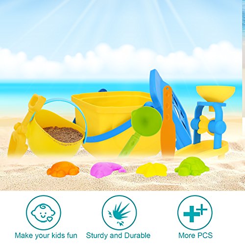 Young Choi's Kids Beach Sand Toy Mold Set with Reusable Bucket, Outdoor Sand Play Set for Toddlers