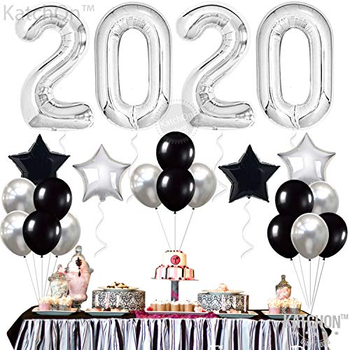 Silver 2020 Balloons Decorations Banner Large Pack Of 29