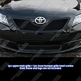 2007-2009 Toyota Camry Black Stainless Steel Mesh Grille Grill Combo Insert