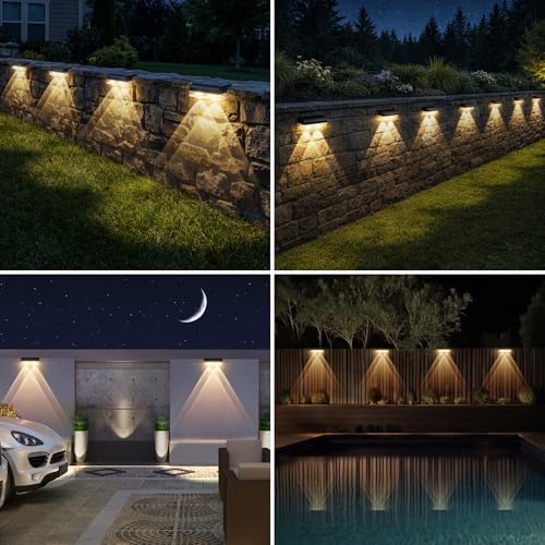 A.bigwhale Solar Outdoor Wall Light, Solar Fence Lights for Outdoor Fence, Pack of 6 Waterproof Solar Lights for Outdoor, Garden, Wall, Balcony, Terrace, Staircase