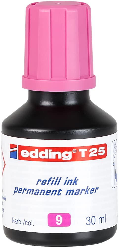 edding T 25 refill ink permanent marker - pink - 30 ml - with drop dispensing system, for quick refilling of almost all edding permanent markers — image 1
