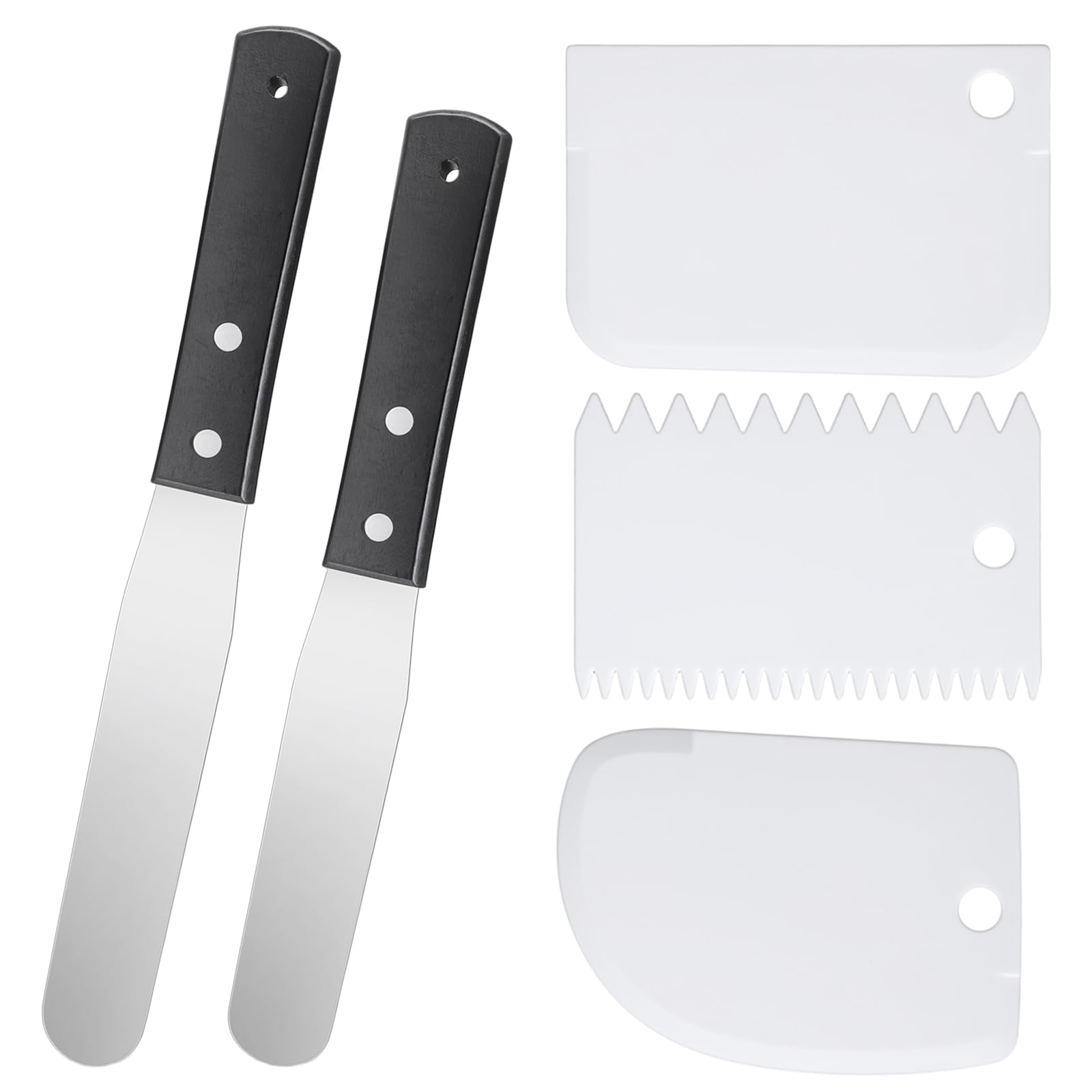 Photo 1 of 2 Offset Spatula and 3 Icing Smoother Scrapers Set Thickened Frosting Knife Stainless Steel Cake Decorating Kit Baking Accessories