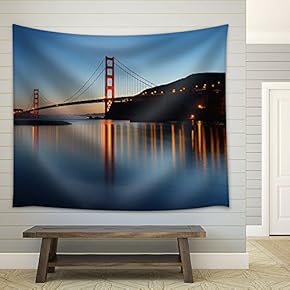 Golden Gate Bridge at Twilight. San Francisco, USA - Fabric Wall Tapestry Home Decor - 51x60 inches
