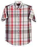 Gioberti Mens Casual Plaid Checked Short Sleeve Button Down Dress Shirt, Red / White, Large