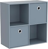 Vida Designs Durham Cube Bookcase Storage Organiser 4 Cube 2 Grey Baskets Grey view 4