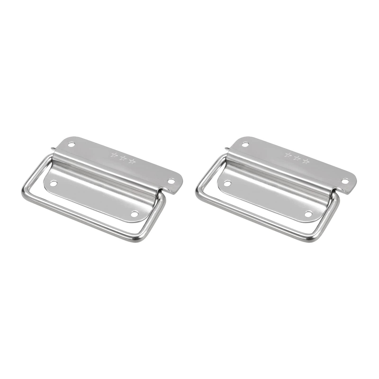 METALLIXITY Chest Ring Pull Handle (100mm/3.94") 2Pcs, 201 Stainless Steel Foldable Pull Handle - for Home Lifting Door Chest Toolbox, Silver