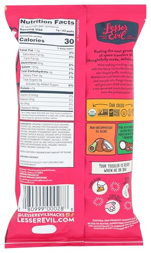LESSEREVIL ORGANIC STRAWBERRY BEET LIL’ PUFFS, 2.5 OZ