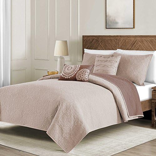 Washed Reversible KING Quilt Set in BLUSH + FREE Novelty Laundry Bag