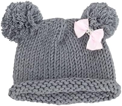 zefenBestknit Baby Girls Pompom Hat Props Crochet Knitted Pom Pom Hat Bow Beanie