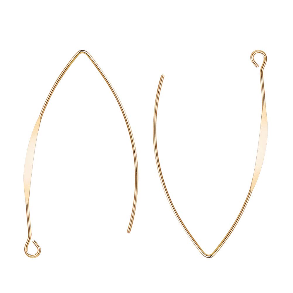 BENECREAT 20 PCS Real Gold Plated V-Shape Ear Wire Hooks Accessories for DIY Making Findings