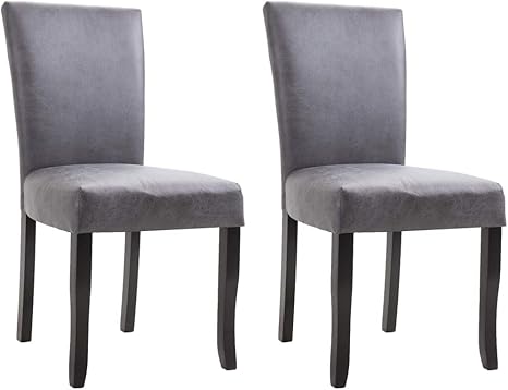 Dining Chairs 2 pcs Gray Faux Suede 