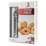 Cookie Press Kit, Includes Storage Case with 25 Seasonal Discs & 8 Icing Tips, Plus FREE Recipes, Helpful Tips and How To Use Videos. DKST Kitchen's Highest Quality Spritz Dough Gun Biscuit Maker