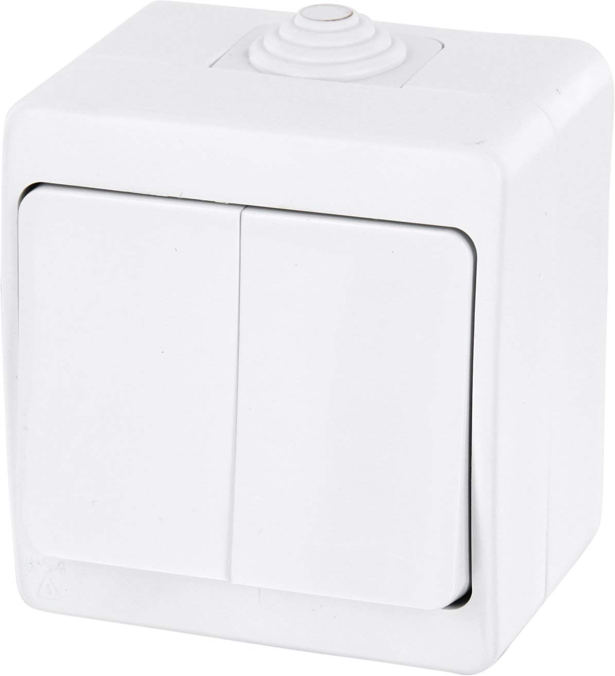 IP54 moisture-proof series switch for surface installation – all-in-one – frame + insert + cover (series G1 pure white)