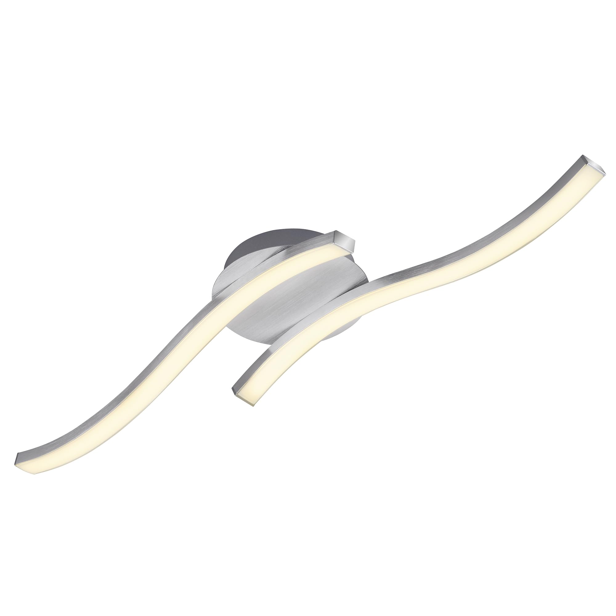 Briloner Leuchten Ceiling light, wavy ceiling lamp, 2-bulbs, 2 x 6W, warm white light, 55.4 cm, aluminium coloured