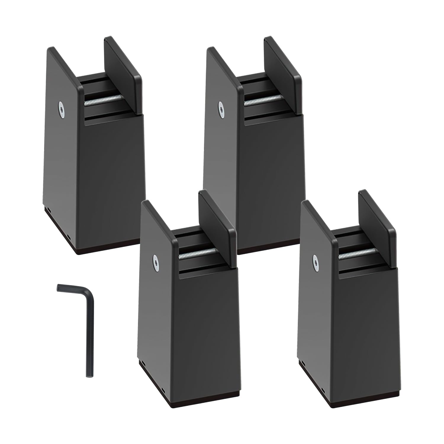 Photo 1 of Buachois 4Pcs Bed Risers with Adjustable Screw Clamp,4" Furniture Riser,Fit Leg Diameters 0-1.9”,Heavy Duty Non-Slip Stable Desk Furniture Lift Tool for Bed Cabinets Sofa Table Chairs Couch Shelves
