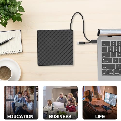 External DVD Drive USB 3.0 Type-C CD Burner Portable CD/DVD Drive DVD Player for Laptop External CD Drive CD Reader Lecteur CD Externe for PC Laptop Desktop Windows 11/10/8.1/7 Linux OS Apple Mac