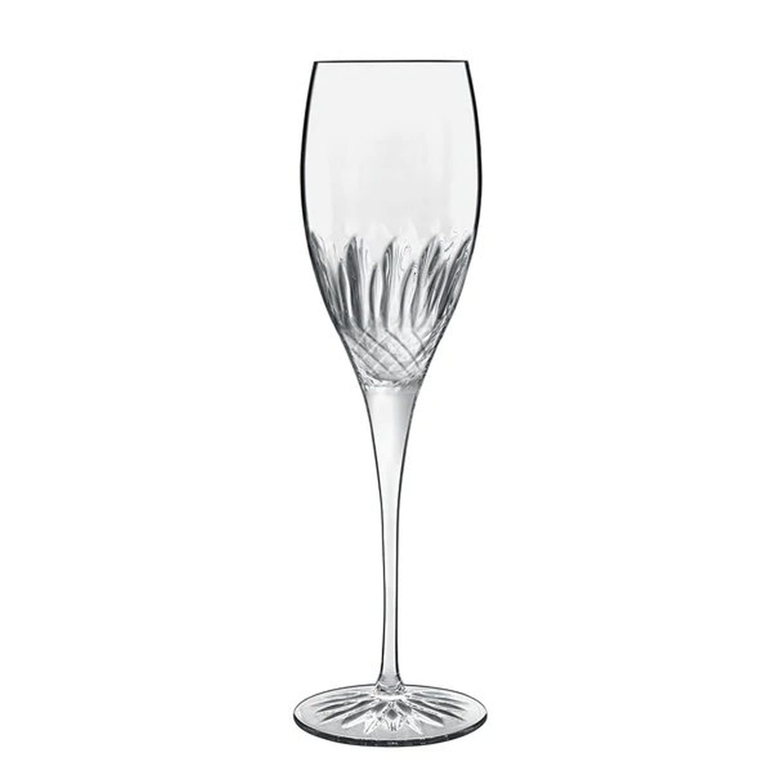 Luigi Bormioli - Diamante - Champagne/Prosecco Crystal Glasses - Dishwasher Safe - Made in Italy - Set of 4, 220ml, Silver