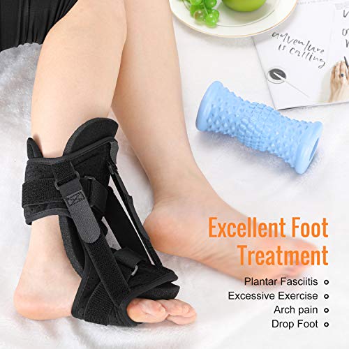 Upgraded 3Straps Plantar Fasciitis Splints Night & Foot Massage Roller