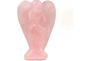 AOGSLONA Rose Quartz Angel Crystals Healing Stones Spiritual Healing and Protection Guardian Statue Pocket Gemstone Decor Polished Peace Angel Figurine Meditation Love Gift for Women Men