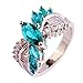 Psiroy 925 Sterling Silver Created Green Topaz Filled Marquise Cut Engagement Ring Band Size 7