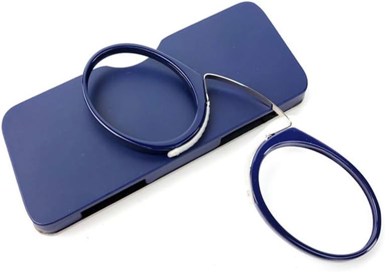 iSpchen Reading Glasses Portable Armless Men Women, Stylish Frameless Presbyopic Glasses with Pocket Case,Mini Magnifying Glass For Reading Blue