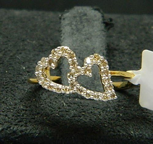 Diamond Studded Genuine 18k Gold Heart Shaped Ring Indian Bollywood Style Ethnic Jewelry Wedding Bridal Party Wear