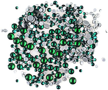 ACESTRASS Premium Sparkle Hotfix Rhinestones Mixed 5 Sizes for DIY Nail Art Shoes dress Decorations(Emerald)