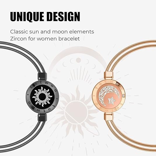 TOTWOO Touch Bracelets for Couples, Vibration & Light up for Love Couples Long Distance Relationship Gifts for Girlfriend Bluetooth Pairing Jewelry
