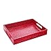 UnionBasic PU Leather Serving Tray with Handle (Small, Croco Red)
