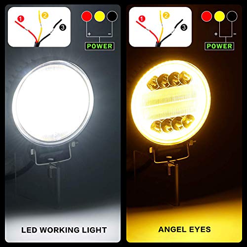 LED Work Light for Truck, AAIWA Round LED Light Pods 4.5" 96W LED Light Bar 2PCS Spot Flood Combo Amber Light Off Road Driving Lights for Jeep ATV UTV SUV Pickup Boat, 2 Years Warranty - Thumbnail 2