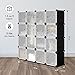 LANGRIA 16-Cube DIY Shoe Rack, Storage Drawer Unit Multi Use Modular Organizer Plastic Cabinet with Doors, Black and White Curly Pattern