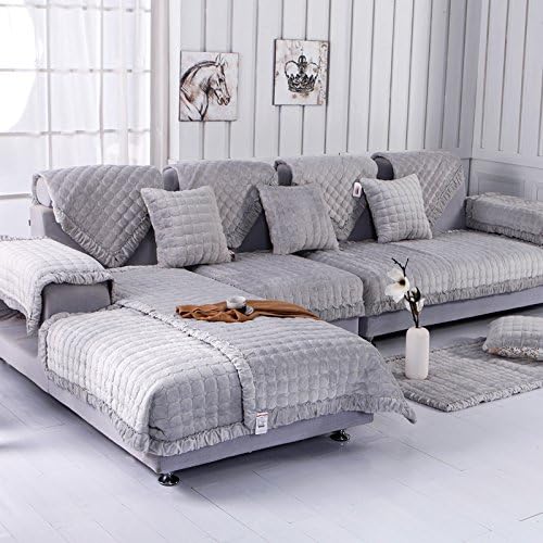 SSDLRSF Fleeced Fabric Sofa Cover Soft Slip Resistant Sofa Slipcover Seat Couch Cover for living Room Home Decor,Color 2,70x70cm