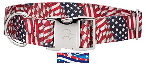 Country Brook Design 1 1/2 Inch Premium Patriotic Tribute Dog Collar - Extra Large