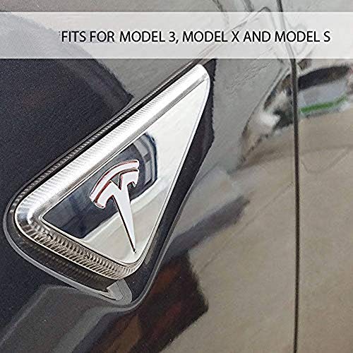 CoolKo Car Front Side Turn Signal Light T - Logo Stickers Exterior Decoration Compatible with Model X, S, 3 [ 4 Pieces - Silver ] - Thumbnail 6