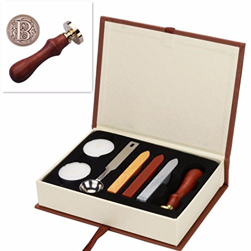 Wax Seal Stamp Set,Vintage Initial Letters A-Z Alphabet Wax Badge Seal Stamp,Seal Wax Kit for Office ,Business (B)