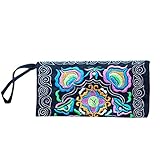 Wallet,toraway Women Ethnic Handmade Embroidered Wristlet Clutch Bags Vintage Purse (Black)