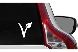 PANDORA STICKERS ARTS AND HOBBIES Vegan V Leaf Car Vinyl Sticker Decal Bumper Sticker for Auto Cars Trucks Windshield Custom Walls Windows Ipad MacBook Laptop Home and More (White)