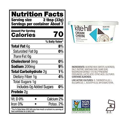Kite Hill Plain Almond Milk Cream Cheese Style Spread, 8 Ounces, Dairy Free Pricepulse