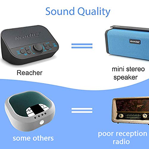 Reacher White Noise Sound Machine- 28 Non-looping Soothing Sounds, High Quality Speaker, Headphone Jack, Memory Function, 4 Timer, Sleeping Therapy for Baby/Kids/Adults/Home/Office Privacy, Black
